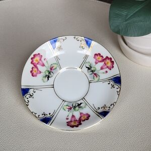 Vintage hand painted blue pink gold floral Ucagco saucer Japan 1940's